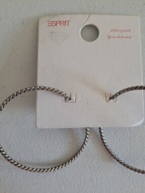 Esprit Twisted Silver Hoop Earrings